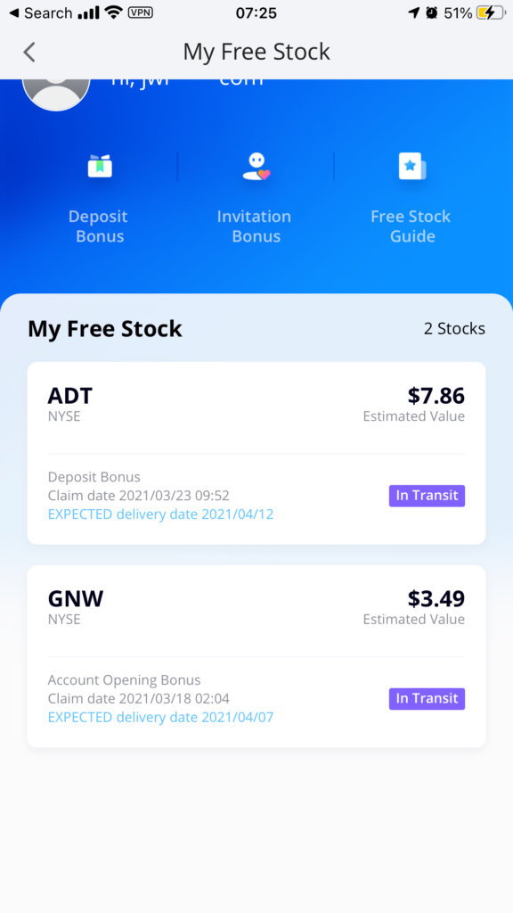 Webull FREE stock example Webull FREE Stock example.